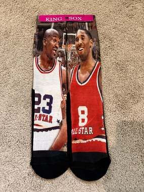 King Sox Michael Jordan and Kobe Bryant All-Star Basketball Graphic Crew Socks